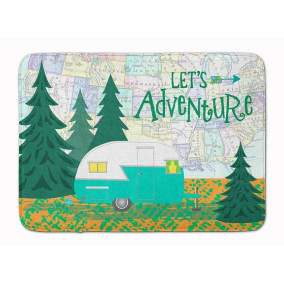 Carolines Treasures Lets Adventure Glamping Trailer Floor Mat, 19" x 27", Multicolor