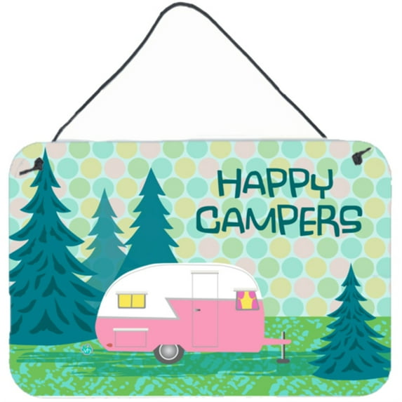 Carolines Treasures VHA3004DS812 Happy Campers Glamping Trailer Wall or Door Hanging Prints 8x12 multicolor