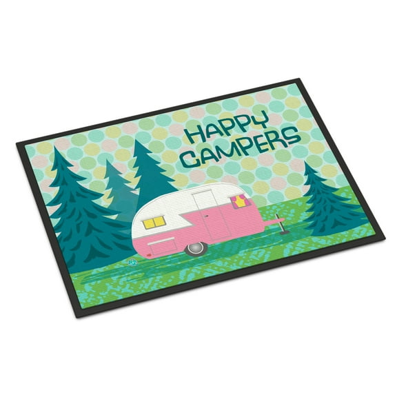 Carolines Treasures VHA3004JMAT Happy Campers Glamping Trailer Door Mat Indoor Rug or Outdoor Welcome Mat 24x36 Doormat