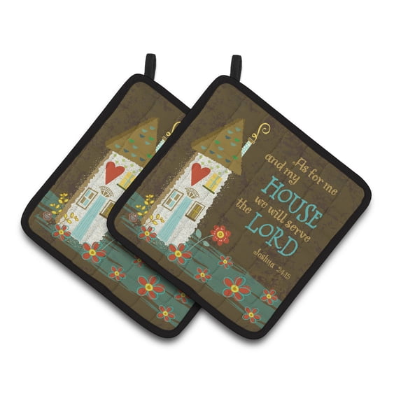 Caroline's Treasures Holders as for me and My House Pair of Pot Holders,Polyester Fabric 7.5HX7.5W, Multicolor