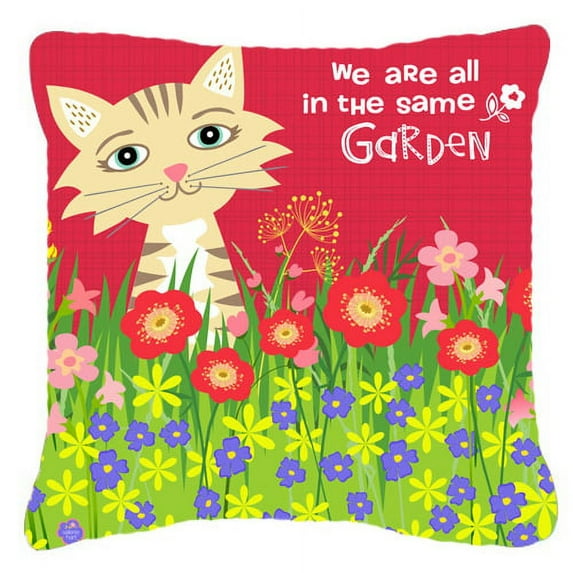 Carolines Treasures VHA3009PW1818 Garden Cat Fabric Decorative Pillow 18H x18W multicolor