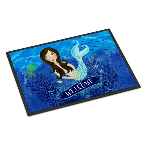 Carolines Treasures VHA3010JMAT Welcome Mermaid Door Mat Indoor Rug or Outdoor Welcome Mat 24x36 Doormat  24H X 36W