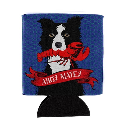 Carolines Treasures VHA3011CC Ahoy Matey Nautical Border Collie Can or Bottle Hugger Can Hugger multicolor