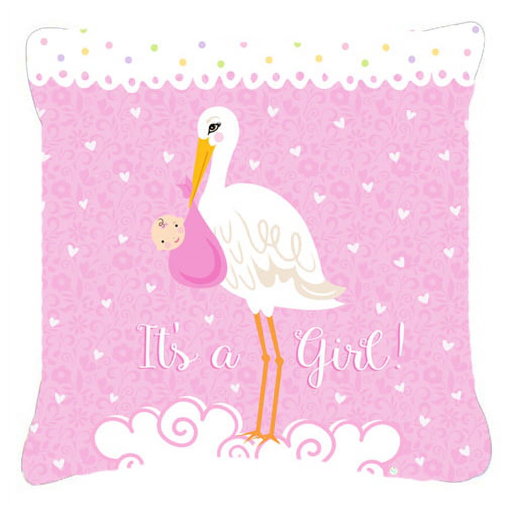 Carolines Treasures VHA3013PW1818 Its a Baby Girl Fabric Decorative Pillow  18H x18W multicolor
