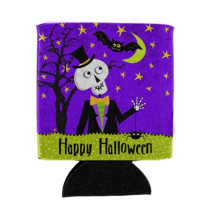 Carolines Treasures VHA3014CC Happy Halloween Skeleton Can or Bottle Hugger Can Hugger multicolor