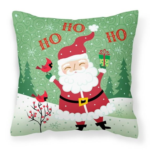 Carolines Treasures VHA3016PW1414 Merry Christmas Santa Claus Ho Ho Ho Fabric Decorative Pillow 14Hx14W multicolor