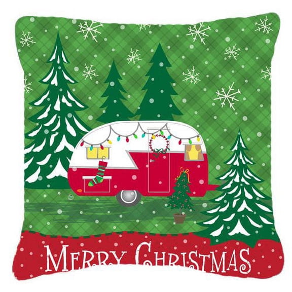 Carolines Treasures VHA3018PW1818 Christmas Vintage Glamping Trailer Fabric Decorative Pillow 18H x18W multicolor