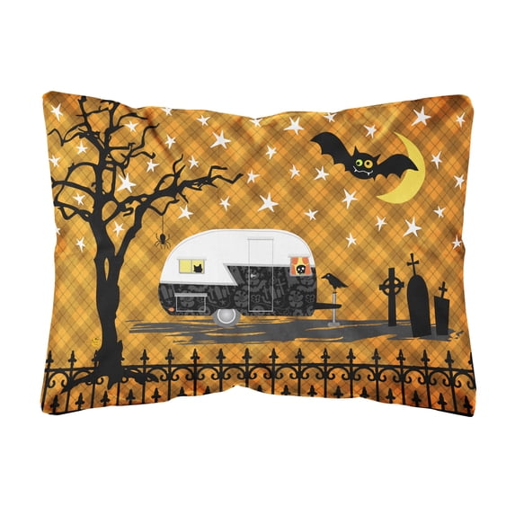 Carolines Treasures VHA3020PW1216 Halloween Vintage Camper Canvas Fabric Decorative Pillow 12H x16W multicolor