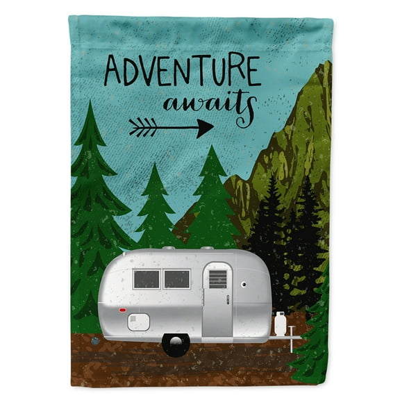 Carolines Treasures VHA3022GF Garden Size Airstream Camper Adventure Awaits Flag, Multicolor, small