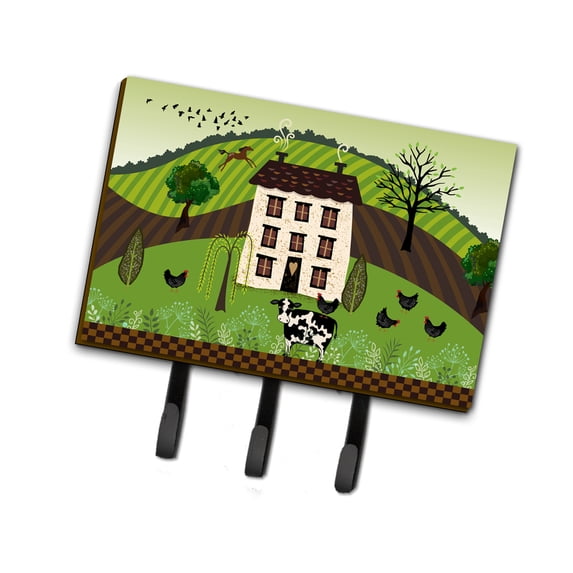 Carolines Treasures VHA3024TH68 Folk Art Country House Leash or Key Holder Triple Hook multicolor