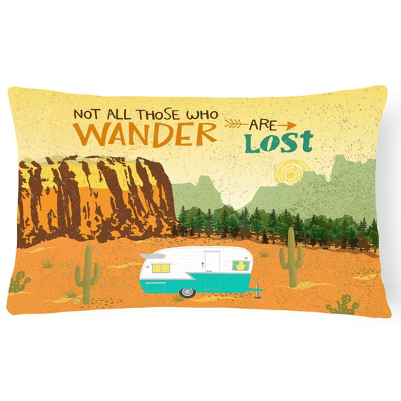 Carolines Treasures VHA3025PW1216 Retro Camper Camping Wander Canvas Fabric Decorative Pillow  12H x16W multicolor