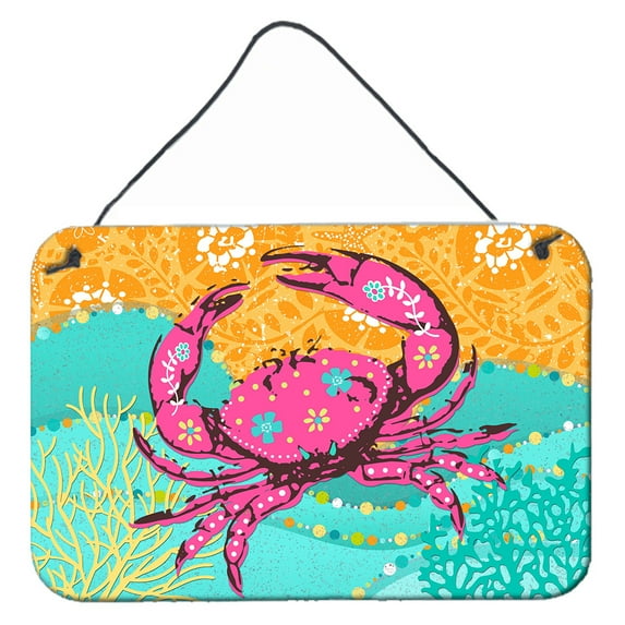 Carolines Treasures VHA3028DS812 Coastal Pink Crab Wall or Door Hanging Prints 8x12 multicolor