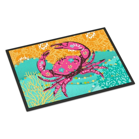 Carolines Treasures VHA3028JMAT Coastal Pink Crab Door Mat Indoor Rug or Outdoor Welcome Mat 24x36 Doormat  36"L x 24"W