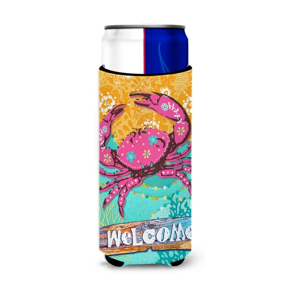 Carolines Treasures VHA3028MUK Coastal Pink Crab Michelob Ultra Hugger for slim cans  Slim Can multicolor