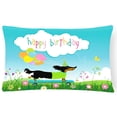 thumbnail image 1 of Carolines Treasures VHA3029PW1216 Happy Birthday Dachshund Canvas Fabric Decorative Pillow  12H x16W multicolor, 1 of 3