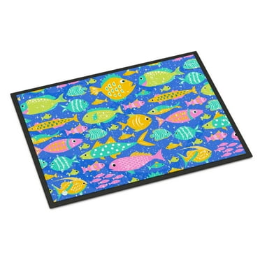 Carolines Treasures VHA3034JMAT Little Colorful Fishes Door Mat Indoor Rug or Outdoor Welcome Mat 24x36 Doormat  36"L x