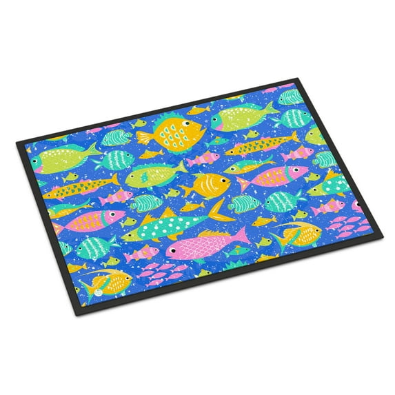 Carolines Treasures VHA3034MAT Little Colorful Fishes Door Mat Indoor Rug or Outdoor Welcome Mat 18x27 Doormat  27"L x