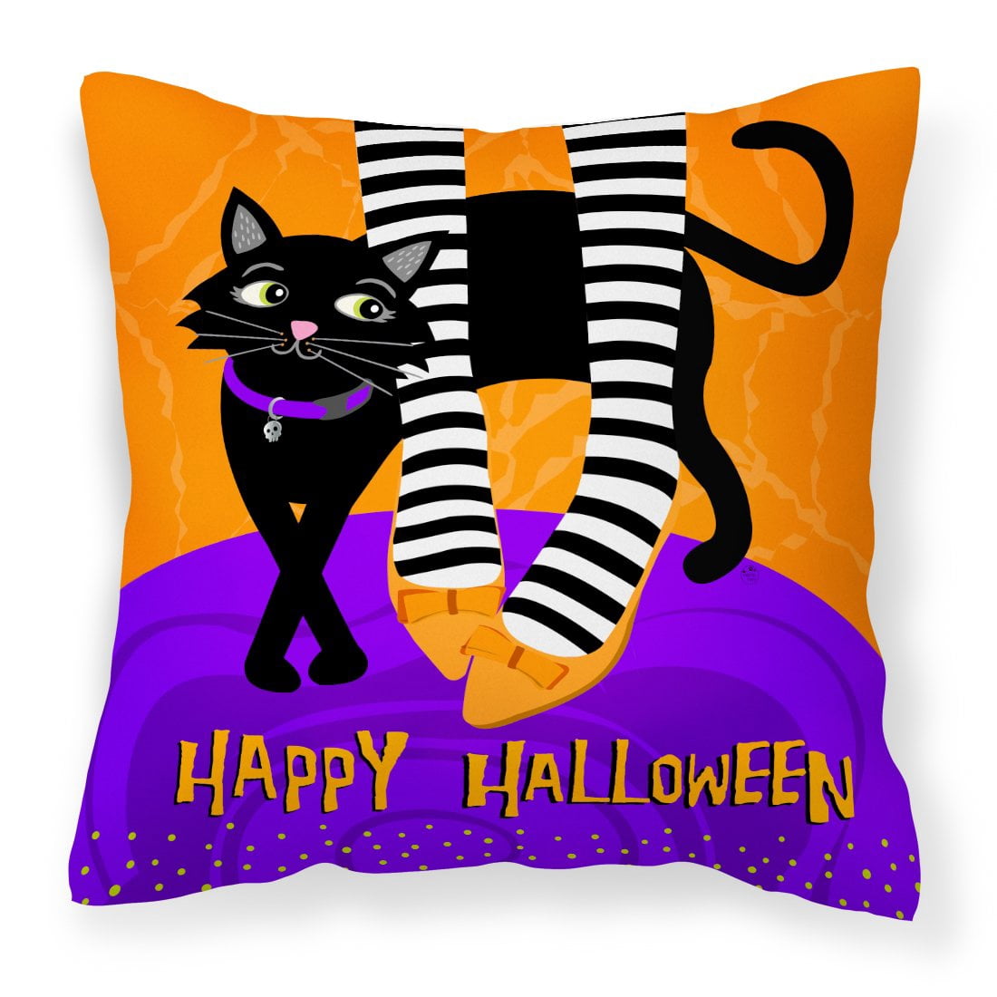 Carolines Treasures VHA3038PW1818 Halloween Witches Feet Fabric Decorative Pillow  18H x18W multicolor