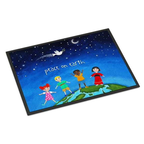 Carolines Treasures VHA3039JMAT Peace on Earth Door Mat Indoor Rug or Outdoor Welcome Mat 24x36 Doormat  36"L x 24"W