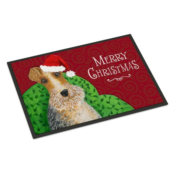 Carolines Treasures VHA3040JMAT Wire Fox Terrier Christmas Door Mat Indoor Rug or Outdoor Welcome Mat 24x36 Doormat