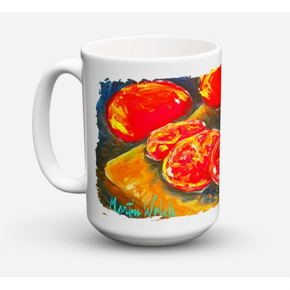 Carolines Treasures Vegetables - Tomatoes Slice It Up Dishwasher Safe Microwavable Ceramic Coffee Mug 15 oz.
