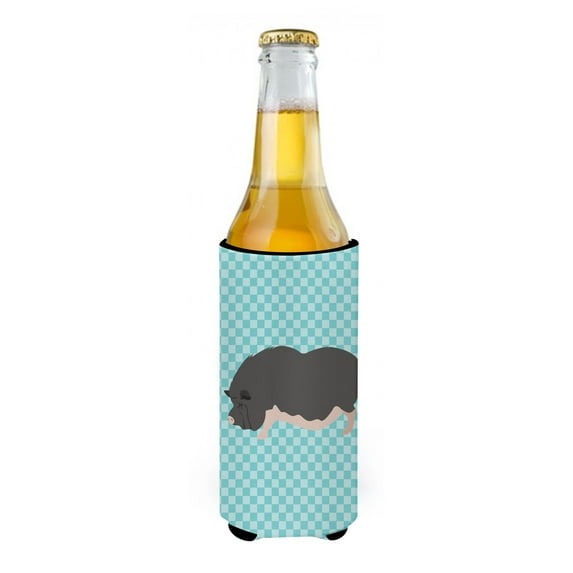 Carolines Treasures Vietnamese Pot-Bellied Pig Blue Check Michelob Hugger for slim cans Slim Can multicolor