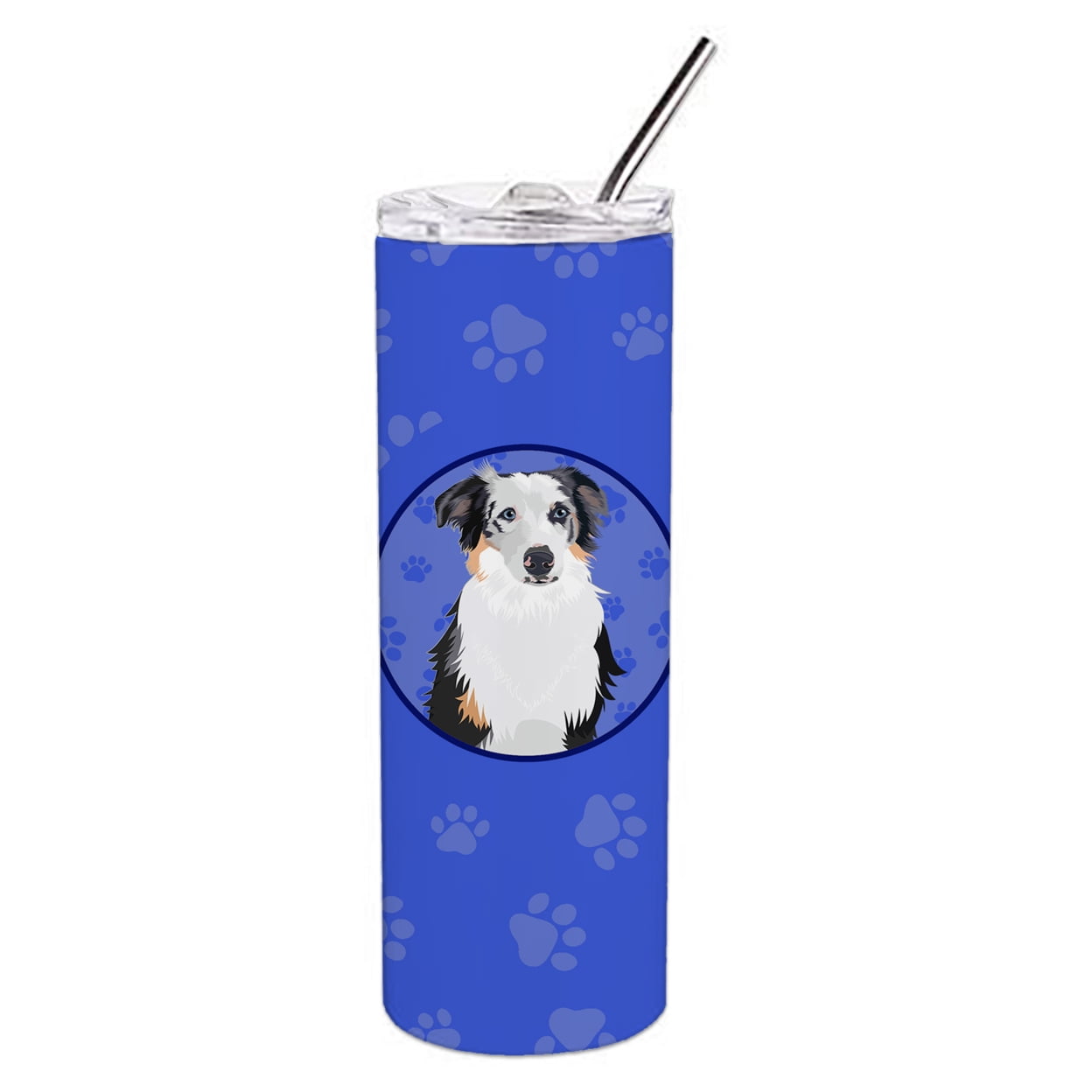 Australian Shepherd Blue Merle #1  Stainless Steel 20 oz Skinny Tumbler 3 in x 8.25 in