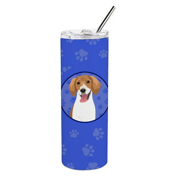 Carolines Treasures WDK1014TBL20 Beagle Red and White Red Ticked Design2  Stainless Steel 20 oz Skinny Tumbler Blue 20