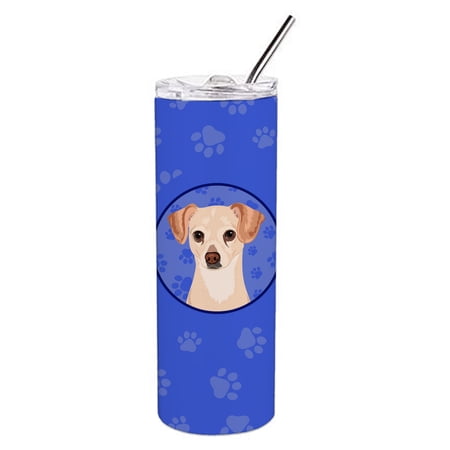 Carolines Treasures WDK1028TBL20 Chihuahua Cream Stainless Steel 20 oz Skinny Tumbler Blue 20 oz multicolor