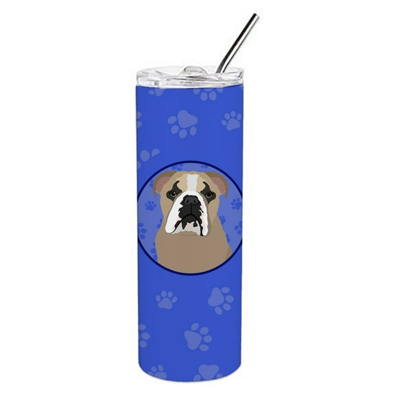 English Bulldog Lilac Tricolor  Stainless Steel 20 oz Skinny Tumbler 3 in x 8.25 in