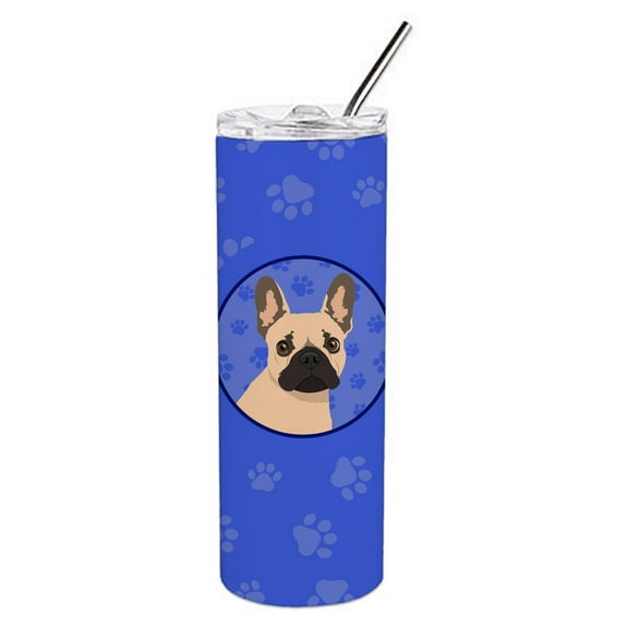 Carolines Treasures WDK1092TBL20 French Bulldog Fawn Design1  Stainless Steel 20 oz Skinny Tumbler Blue 20 oz multicolor