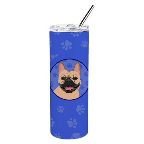 Carolines Treasures WDK1093TBL20 French Bulldog Fawn Design2 Stainless Steel 20 oz Skinny Tumbler Blue 20 oz multicolor