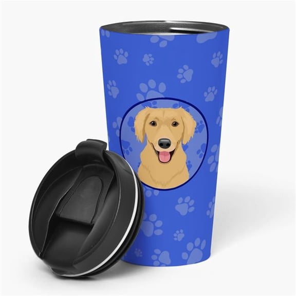 Carolines Treasures WDK1108TBL215 7.25 x 3.5 in. Unisex Golden Retriever Gold No.2 Stainless Steel 16 oz Tumbler, Blue