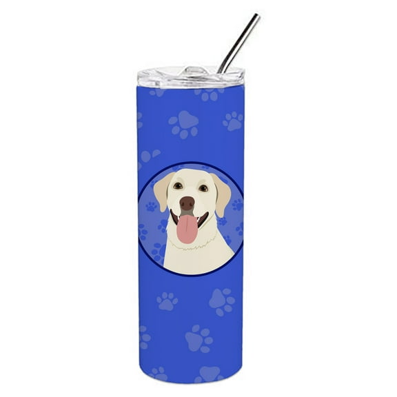 Carolines Treasures WDK1128TBL20 Labrador Retriever Yellow Design1  Stainless Steel 20 oz Skinny Tumbler Blue 20 oz