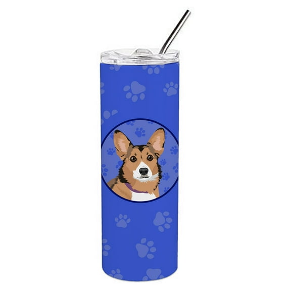 Pembroke Welsh Corgi Sable and White Stainless Steel 20 oz Skinny Tumbler 3 in x 8.25 in
