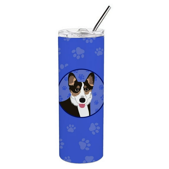 Carolines Treasures WDK1134TBL20 Pembroke Welsh Corgi Tricolor Black-Headed Design2  Stainless Steel 20 oz Skinny