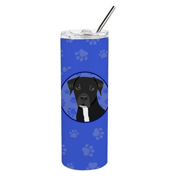 Carolines Treasures WDK1136TBL20 Pit Bull Black Design1  Stainless Steel 20 oz Skinny Tumbler Blue 20 oz multicolor