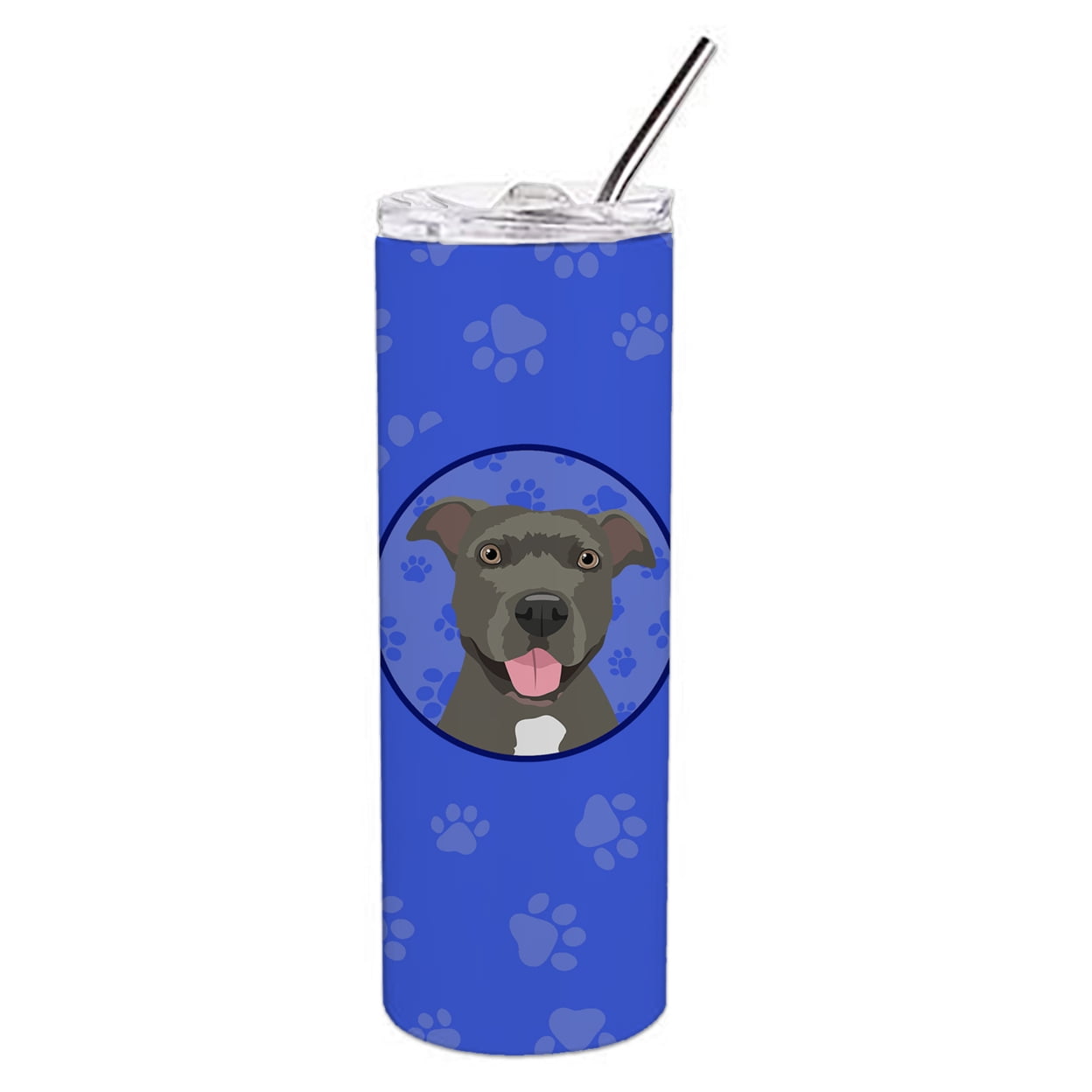 Carolines Treasures WDK1142TBL20 Pit Bull Blue Design3  Stainless Steel 20 oz Skinny Tumbler Blue 20 oz multicolor