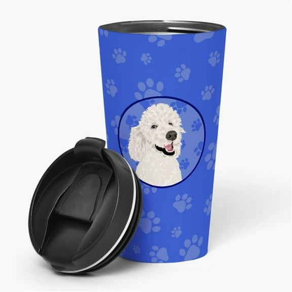 Carolines Treasures WDK1162TBL215 7.25 x 3.5 in. Unisex Poodle Standard White Stainless Steel 16 oz Tumbler, Blue