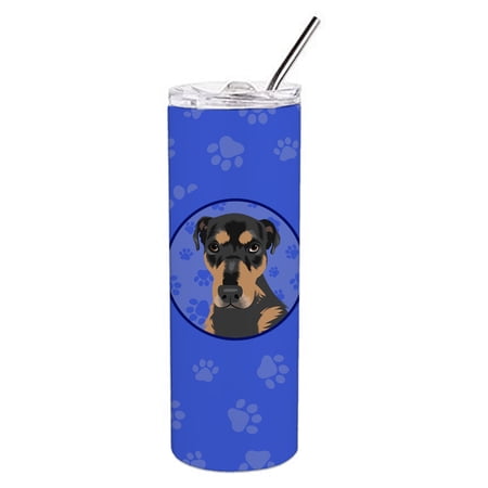 Carolines Treasures WDK1179TBL20 Rottweiler Black and Tan Design2 Stainless Steel 20 oz Skinny Tumbler Blue 20 oz