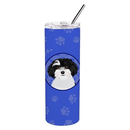 Carolines Treasures WDK1199TBL20 Shih-Tzu Black and White Design1 Stainless Steel 20 oz Skinny Tumbler Blue 20 oz
