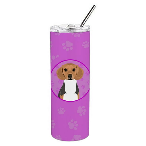 Carolines Treasures WDK1241TBL20 Beagle Tricolor Design1 Stainless Steel 20 oz Skinny Tumbler Pink 20 oz multicolor