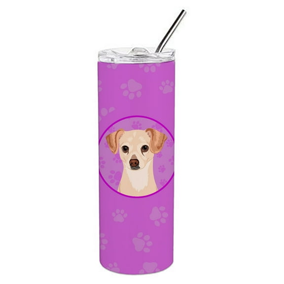 Carolines Treasures WDK1254TBL20 Chihuahua Cream Stainless Steel 20 oz Skinny Tumbler Pink 20 oz multicolor