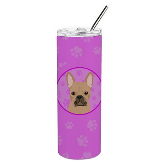 Carolines Treasures WDK1317TBL20 French Bulldog Cream Stainless Steel 20 oz Skinny Tumbler Pink 20 oz multicolor