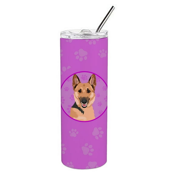 Carolines Treasures WDK1324TBL20 German Shepherd Black and Tan Design1 Stainless Steel 20 oz Skinny Tumbler Pink 20 oz