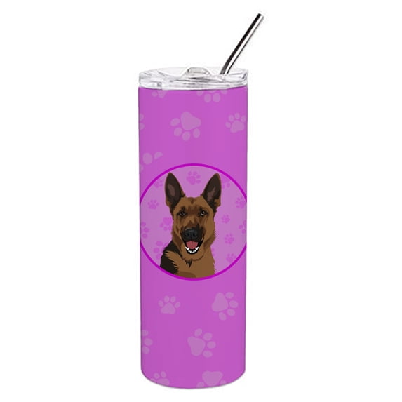 Carolines Treasures WDK1328TBL20 German Shepherd Black and Tan Design2 Stainless Steel 20 oz Skinny Tumbler Pink 20 oz