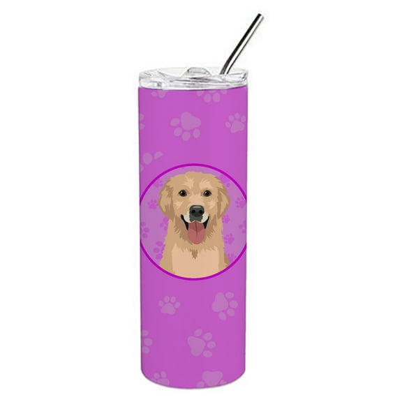 Carolines Treasures WDK1330TBL20 Golden Retriever Fawn Design3 Stainless Steel 20 oz Skinny Tumbler Pink 20 oz