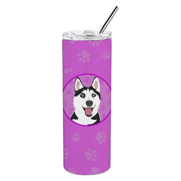 Carolines Treasures WDK1336TBL20 Siberian Husky Black and White Design2 Stainless Steel 20 oz Skinny Tumbler Pink 20 oz