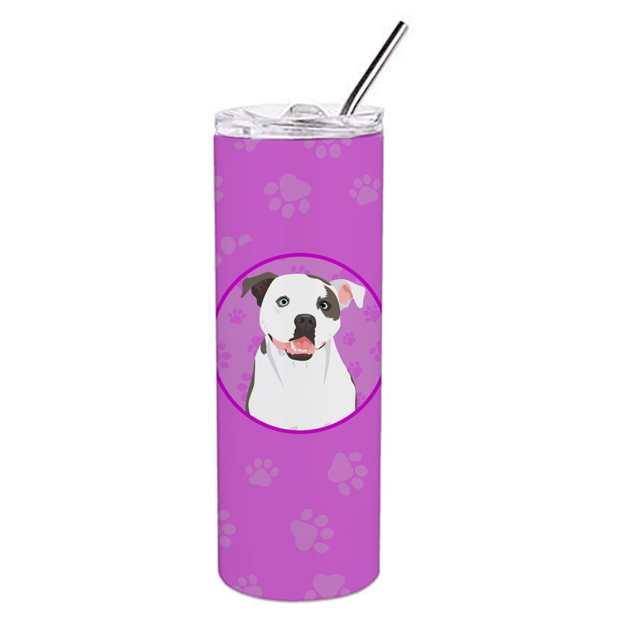 Pit Bull White #3 Stainless Steel 20 oz Skinny Tumbler 3 in x 8.25 in