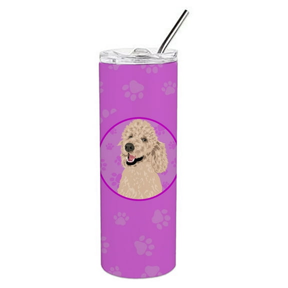 Carolines Treasures WDK1385TBL20 Poodle Standard Cafe Au Lait Stainless Steel 20 oz Skinny Tumbler Pink 20 oz multicolor